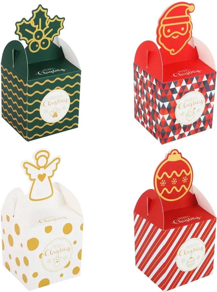 Lot De 32 – Boîtes Cadeaux De Noël – 4 Motifs – Avec Ruban – Boîtes De Faveur En Papier – Boîtes à Main Joyeux Noël – Boîte à Bonbons – Boîte Cadeau à Glitter – Boîtes à Friandises En Papier Créatif – Rouge/vert/ Wit 3 Lot De 32 – Boîtes Cadeaux De Noël – 4 Motifs – Avec Ruban – Boîtes De Faveur En Papier – Boîtes à Main Joyeux Noël – Boîte à Bonbons – Boîte Cadeau à Glitter – Boîtes à Friandises En Papier Créatif – Rouge/vert/ Wit