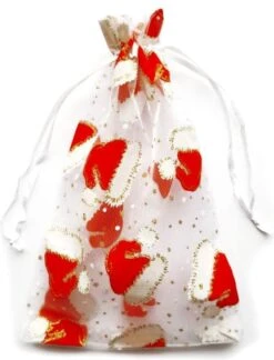 Sacs De Noël Organza - 26 X 35 Cm - 5 Pcs - Chapeau De Père Noël - Emballage De Noël Décoration De Noël Décorations De Noël De Noël -Decoris Boutique 916x1200