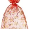 Sacs De Noël Organza - 26 X 35 Cm - 5 Pcs - Rouge Avec Des Flocons De Neige Dorés - Emballage De Noël Décoration De Noël Décorations De Noël De Noël -Decoris Boutique 920x1200 4