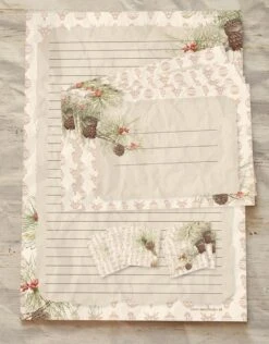 Papier à Lettres Avec Enveloppes Et Autocollants - Branche De Sapin De Noël - Format A4 - Papier à Lettres De Noël