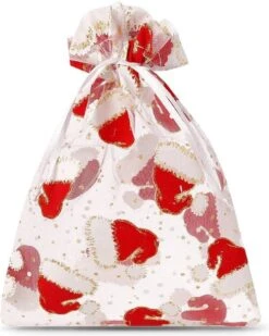 Sacs De Noël Organza - 12 X 15 Cm - 10 Pcs - Chapeau De Père Noël - Emballage De Noël Décoration De Noël Décorations De Noël De Noël