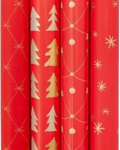 Papier Noël - Luxe - Papier Cadeau - Papier Papier Cadeau - Papier Cadeau - Or Wit - 150 X 70 Cm - 3 Assorti Assortis