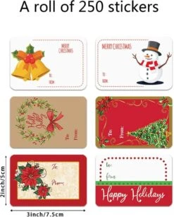 Rouleau De 250 Autocollants Cadeaux De Noël - Étiquettes De Noël 7,5 X 5 Cm -Decoris Boutique 967x1200