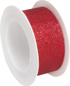 3x Hobby/ Décoration Rubans Décoratifs Rouges Avec Paillettes 3 Cm / 30 Mm X 5 Mètres - Noël - Rubans Cadeaux Rubans / Rubans En Satin